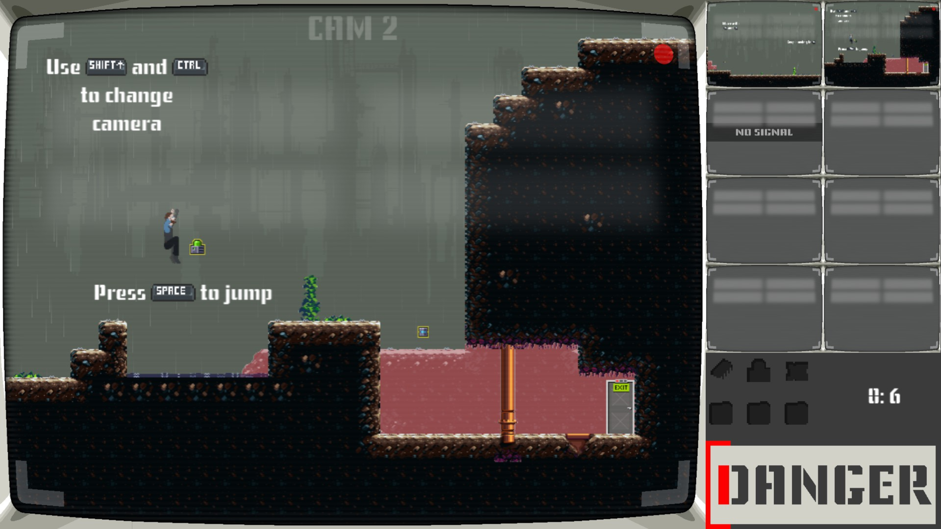 A screenshot of the game showing the character jumping to collect an item
